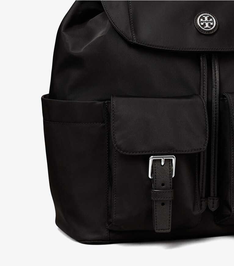 Tory Burch designer zaino Zaino in nylon con pattina in Black angle