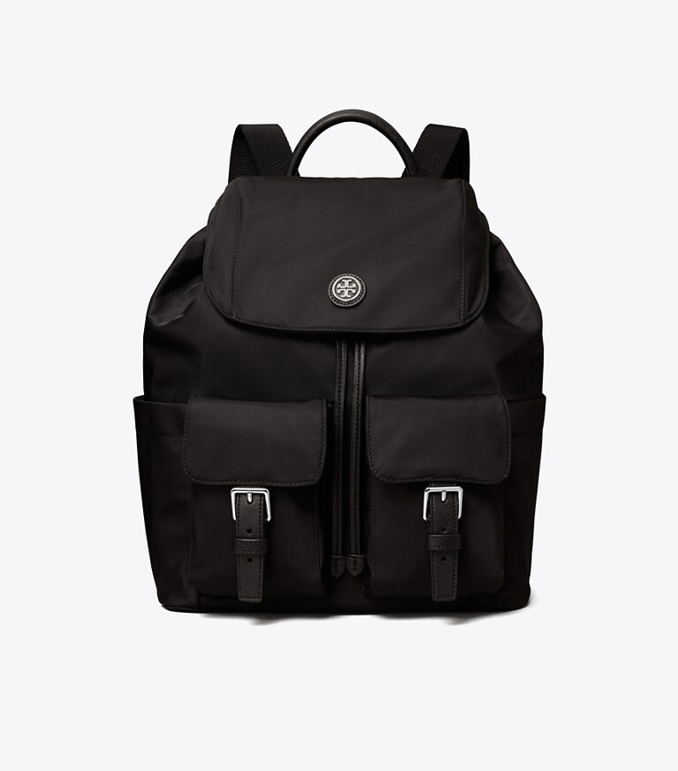 Tory Burch designer zaino Zaino in nylon con pattina in Black angle