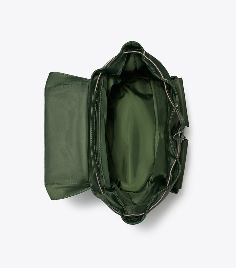 Tory Burch designer zaino Zaino in nylon con pattina in Basil angle