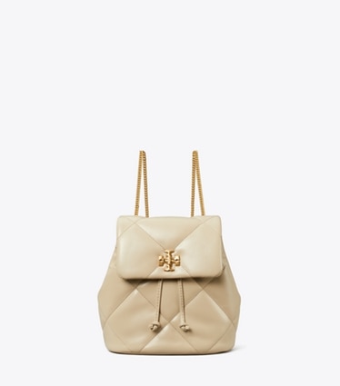 Tory Burch designer zaino Zaino mini Kira con trapuntatura a diamante in Light Stone front