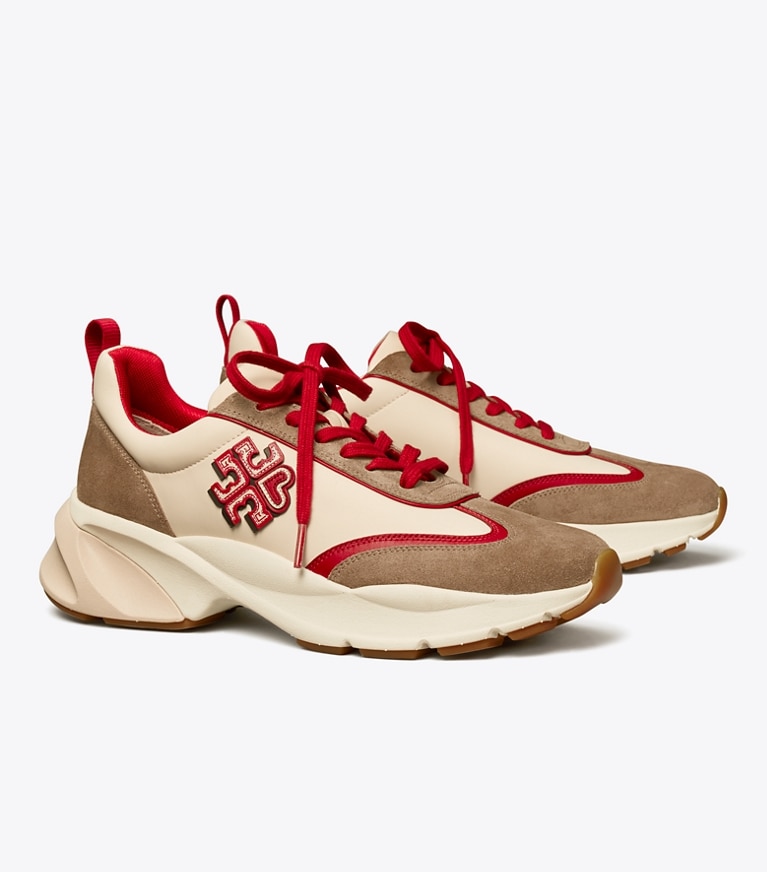 Tory Burch diseñador zapatillas Zapatilla deportiva Good Luck en New Cream / Taupe / TORY RED ángulo