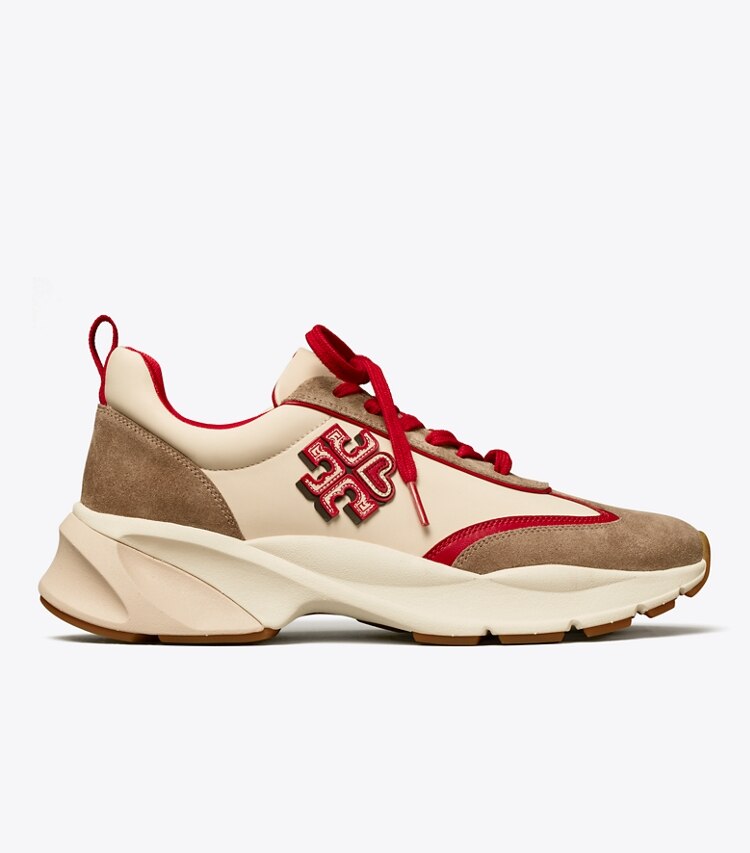 Tory Burch diseñador zapatillas Zapatilla deportiva Good Luck en New Cream / Taupe / TORY RED lateral