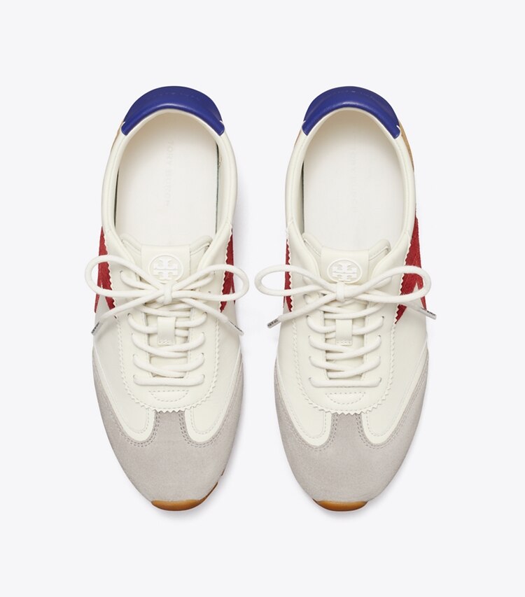 Tory Burch diseñador zapatillas Zapatilla Hank Field en CREAM / TORY RED / GRAY vista superior