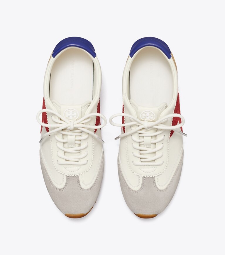Tory Burch diseñador zapatillas Zapatilla Hank Field en CREAM / TORY RED / GRAY vista superior