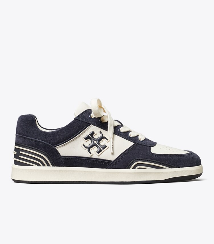 Tory Burch diseñador zapatillas Zapatillas Clover Court en NEW IVORY / NEW NAVY / NEW NAVY lateral