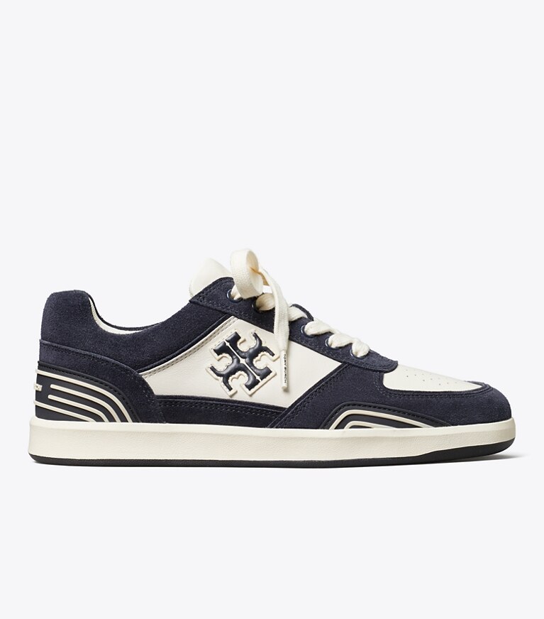 Tory Burch diseñador zapatillas Zapatillas Clover Court en NEW IVORY / NEW NAVY / NEW NAVY lateral