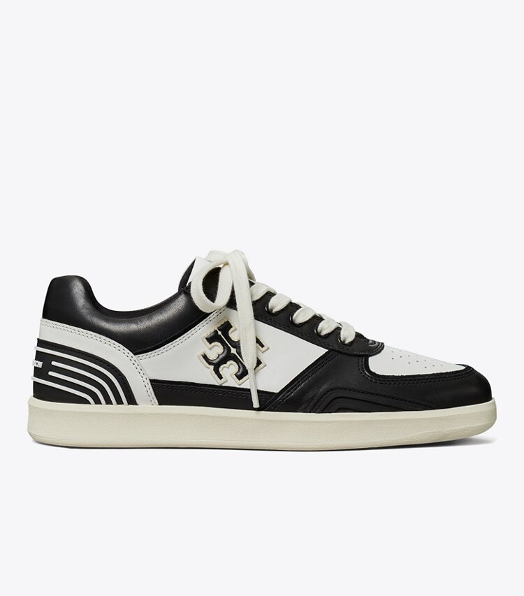Tory Burch diseñador zapatillas Zapatillas Clover Court en WHITE / PERFECT BLACK lateral