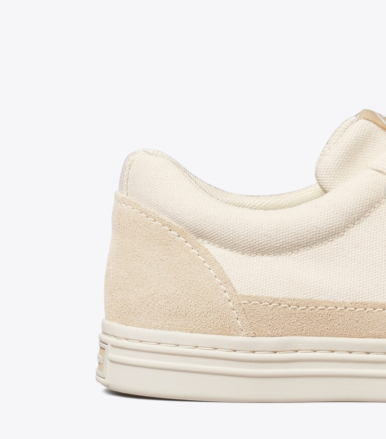 Tory Burch diseñador zapatillas Zapatillas Court clásicas en IVORY CANVAS / NEW CREAM detalle