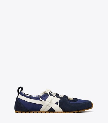 Tory Burch diseñador zapatillas Zapatillas de balet Hank en TORY NAVY / CREAM / TORY NAVY lateral