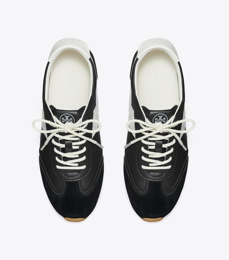 Tory Burch diseñador zapatillas Zapatillas Hank Field en BLACK / CREAM / BLACK vista superior