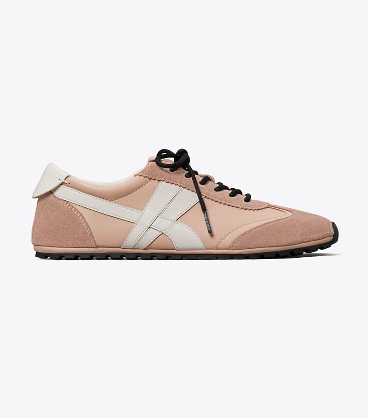 Tory Burch diseñador zapatillas Zapatillas Hank Field en DUSTY ROSE / MALVA / CREAM lateral