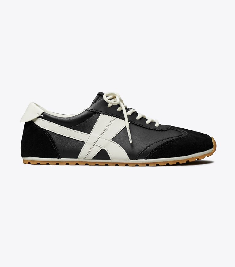 Tory Burch diseñador zapatillas Zapatillas Hank Field en BLACK / CREAM / BLACK lateral