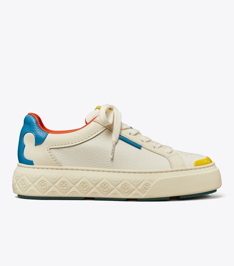 Tory Burch diseñador zapatillas Zapatillas Ladybug en WHITE / NEW IVORY / COBALT lateral