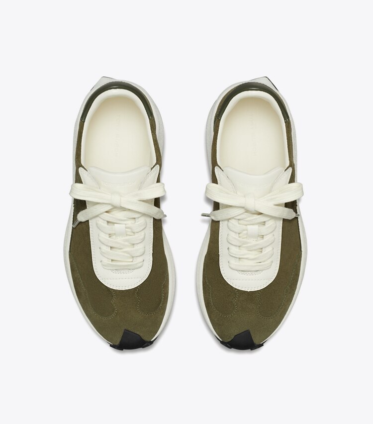 Tory Burch diseñador zapatillas Zapatillas Tory Trainer en Dark Olive / Dark Olive / Blanc vista superior