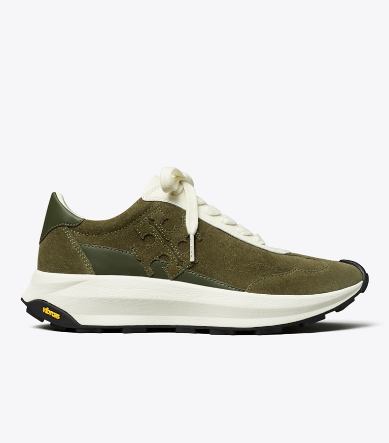 Tory Burch diseñador zapatillas Zapatillas Tory Trainer en Dark Olive / Dark Olive / Blanc lateral