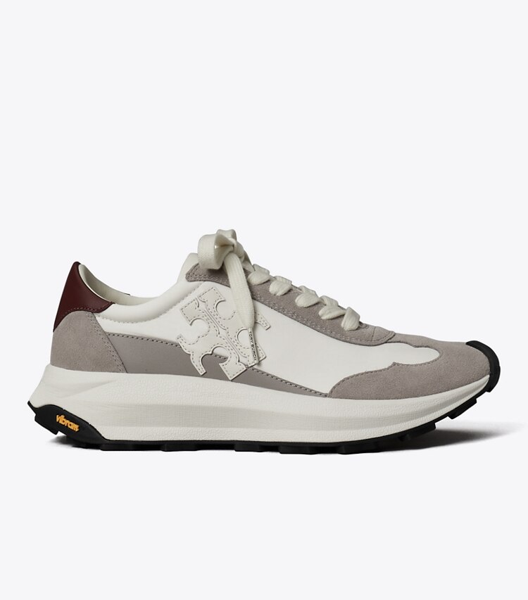 Tory Burch diseñador zapatillas Zapatillas Tory Trainer en CREAM / OSTRICA / BORDEAUX lateral