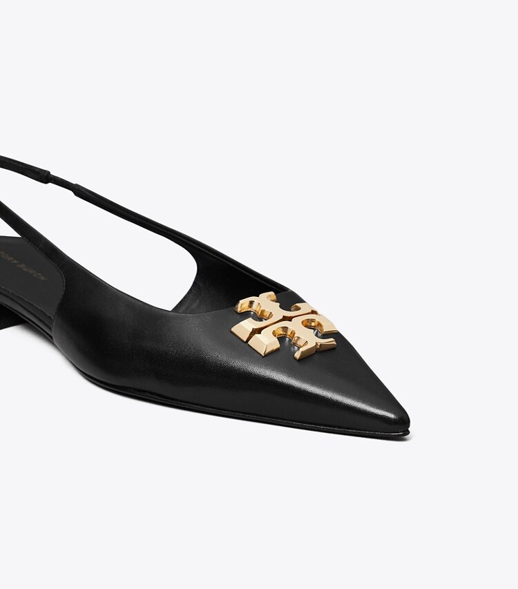 Tory Burch diseñador zapatos planos Zapato con tira trasera Eleanor plano en PERFECT BLACK detalle