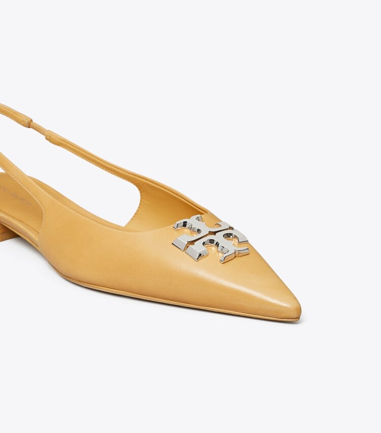 Tory Burch diseñador zapatos planos Zapato con tira trasera Eleanor plano en HONEYCOMB TAN detalle