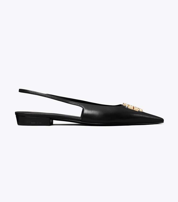 Tory Burch diseñador zapatos planos Zapato con tira trasera Eleanor plano en PERFECT BLACK lateral