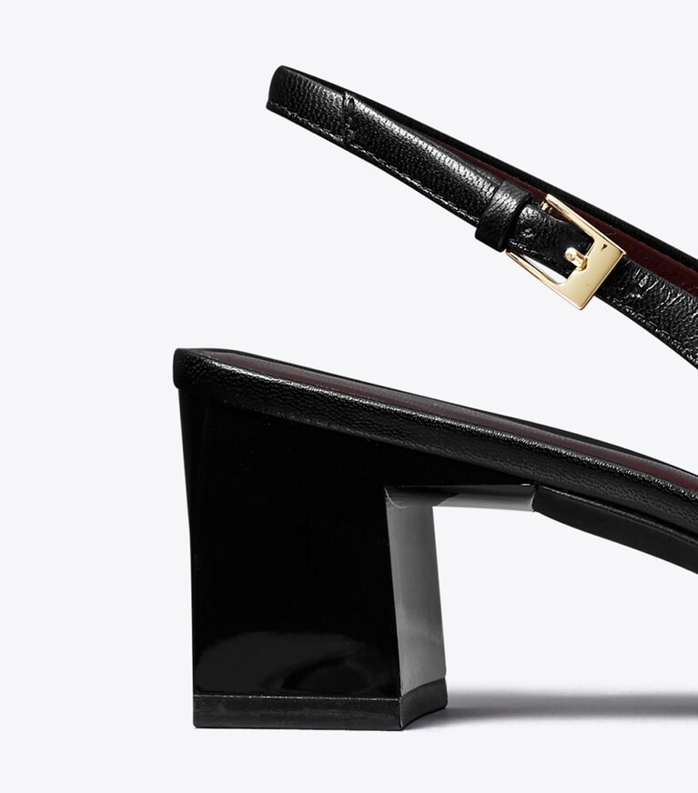 Tory Burch diseñador tacones Zapato con tira trasera Georgia en PERFECT BLACK detalle