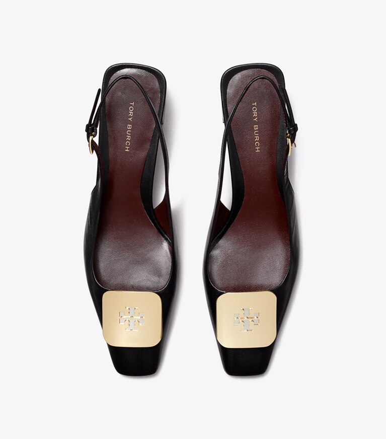 Tory Burch diseñador tacones Zapato con tira trasera Georgia en PERFECT BLACK vista superior
