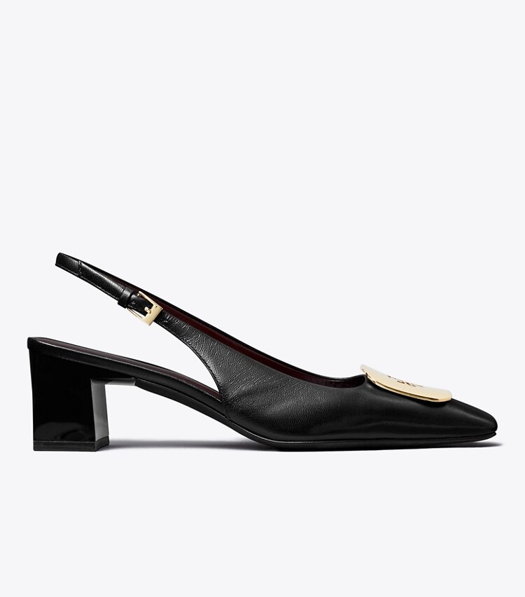 Tory Burch diseñador tacones Zapato con tira trasera Georgia en PERFECT BLACK lateral