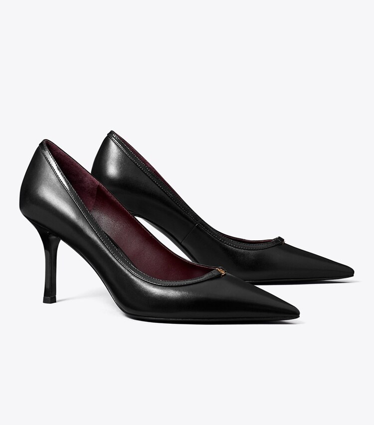 Tory Burch diseñador tacones Zapato de salón con hebilla doble T en PERFECT BLACK / PERFECT BLACK ángulo