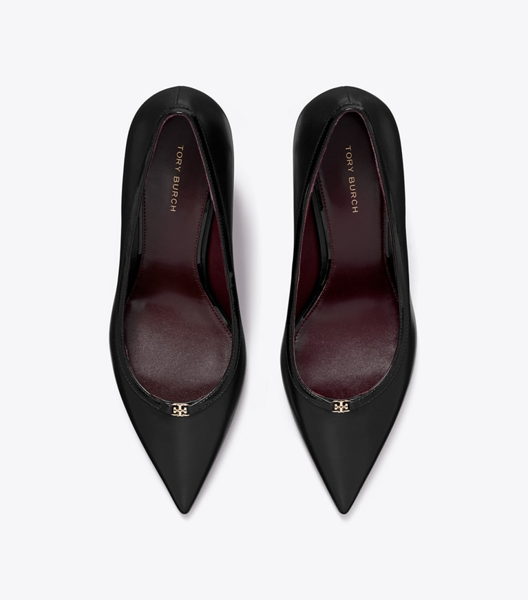 Tory Burch diseñador tacones Zapato de salón con hebilla doble T en PERFECT BLACK / PERFECT BLACK desde arriba