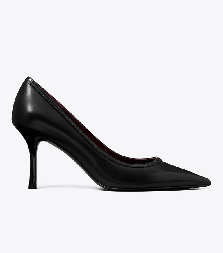 Tory Burch diseñador tacones Zapato de salón con hebilla doble T en PERFECT BLACK / PERFECT BLACK lateral