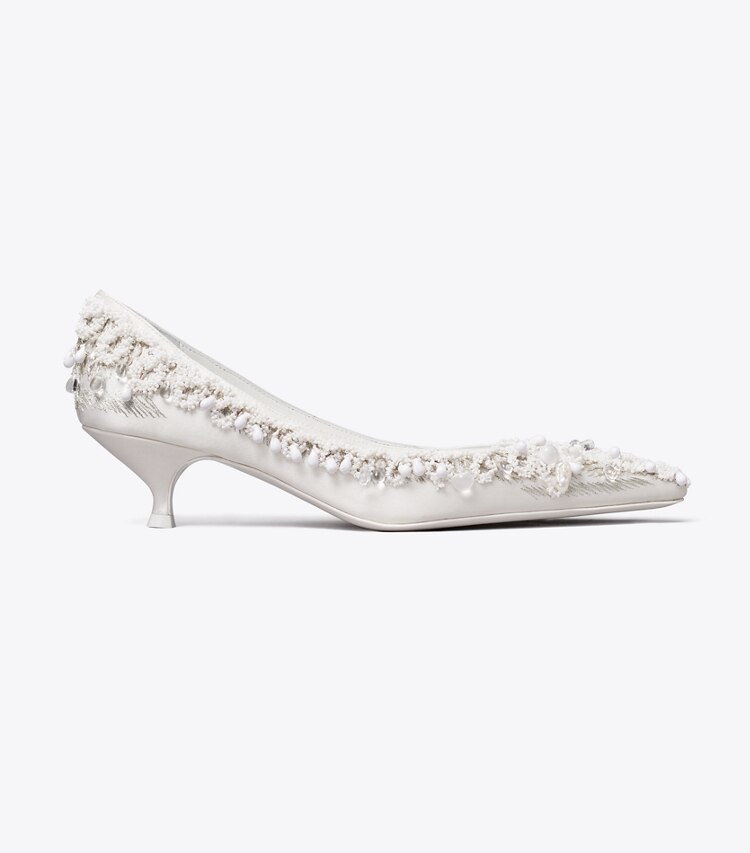 Tory Burch diseñador tacones Zapato de tacón con cuentas en NEW IVORY lateral