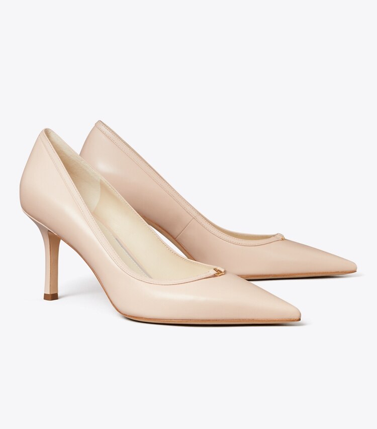Tory Burch diseñador tacones Zapato de tacón con hebilla doble T en SOFT PINK / SOFT PINK ángulo