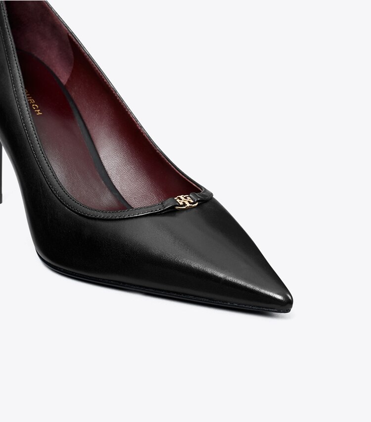 Tory Burch diseñador tacones Zapato de tacón con hebilla doble T en PERFECT BLACK / PERFECT BLACK detalle