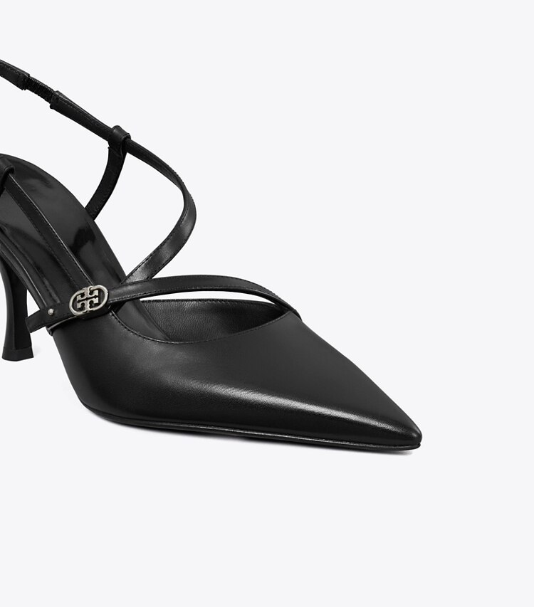 Tory Burch diseñador tacones Zapato de tacón con hebilla doble T en PERFECT BLACK detalle