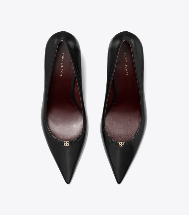 Tory Burch diseñador tacones Zapato de tacón con hebilla doble T en PERFECT BLACK / PERFECT BLACK vista superior