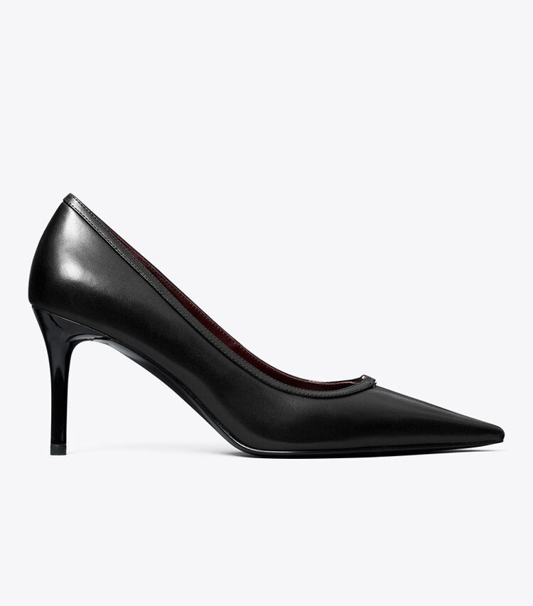 Tory Burch diseñador tacones Zapato de tacón con hebilla doble T en PERFECT BLACK / PERFECT BLACK lateral