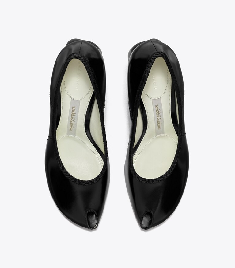 Tory Burch diseñador tacones Zapato de tacón con puntera abierta en PERFECT BLACK vista superior