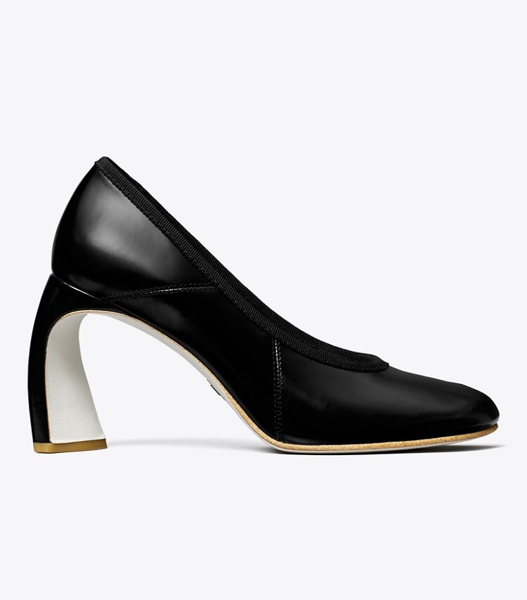 Tory Burch diseñador tacones Zapato de tacón con puntera abierta en PERFECT BLACK lateral