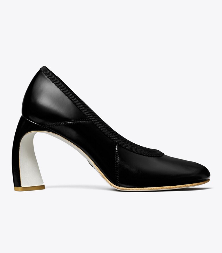 Tory Burch diseñador tacones Zapato de tacón con puntera abierta en PERFECT BLACK lateral