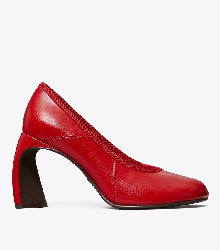 Tory Burch diseñador tacones Zapato de tacón con puntera abierta en RED SKY lateral