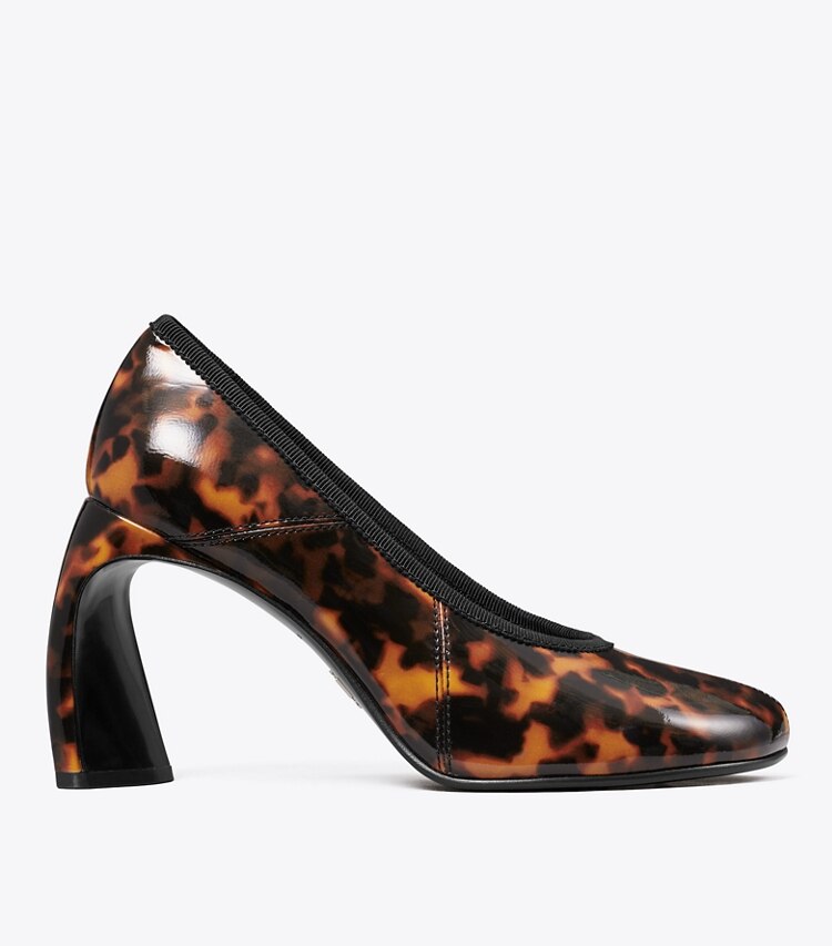 Tory Burch diseñador tacones Zapato de tacón con puntera abierta en TORTOISESHELL lateral