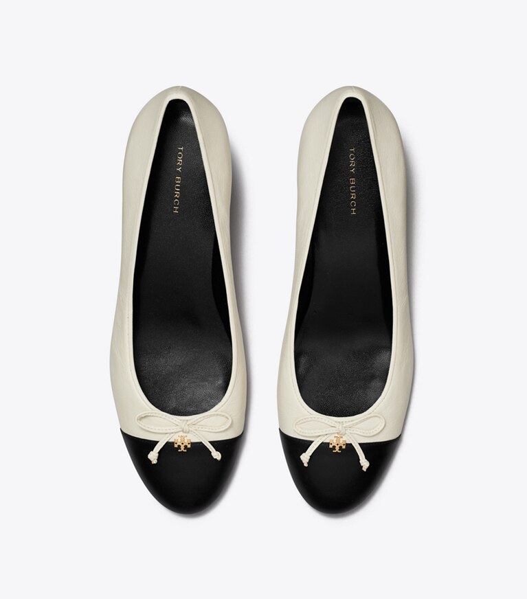 Tory Burch diseñador tacones Zapato de tacón con puntera en LIGHT CREAM / PERFECT BLACK vista superior