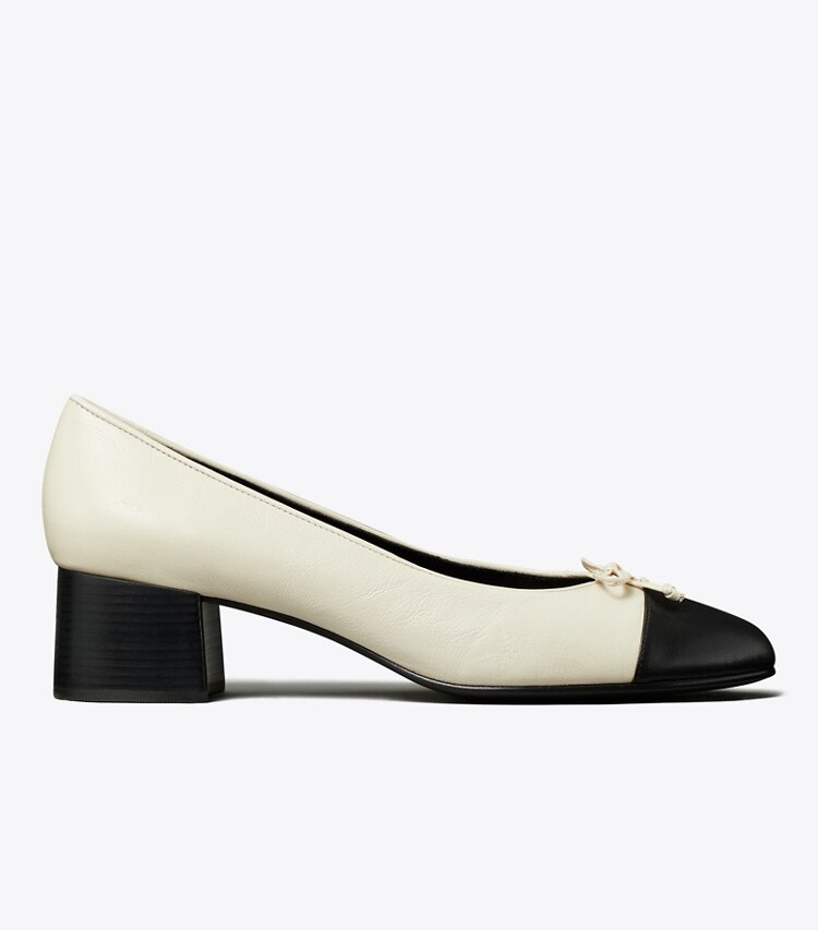 Tory Burch diseñador tacones Zapato de tacón con puntera en LIGHT CREAM / PERFECT BLACK lateral