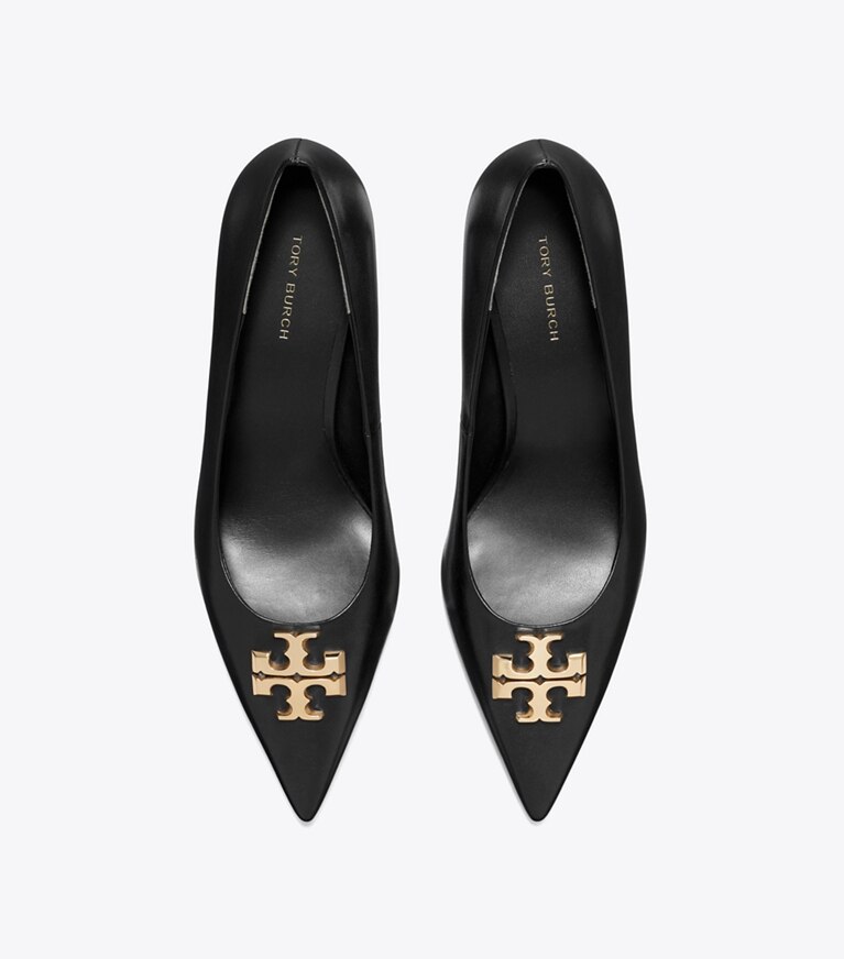 Tory Burch diseñador tacones Zapato de tacón Eleanor en PERFECT BLACK / GOLD vista superior