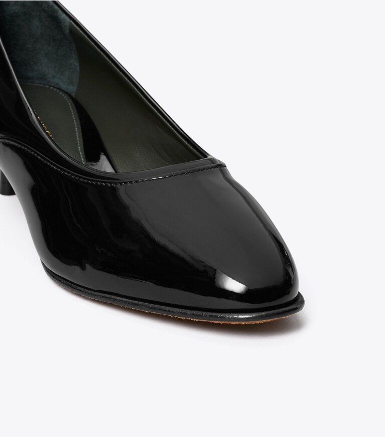 Tory Burch diseñador tacones Zapato de tacón medio de pasarela en PERFECT BLACK detalle