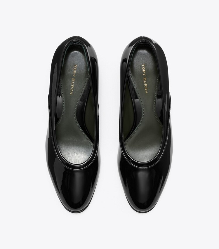 Tory Burch diseñador tacones Zapato de tacón medio de pasarela en PERFECT BLACK vista superior