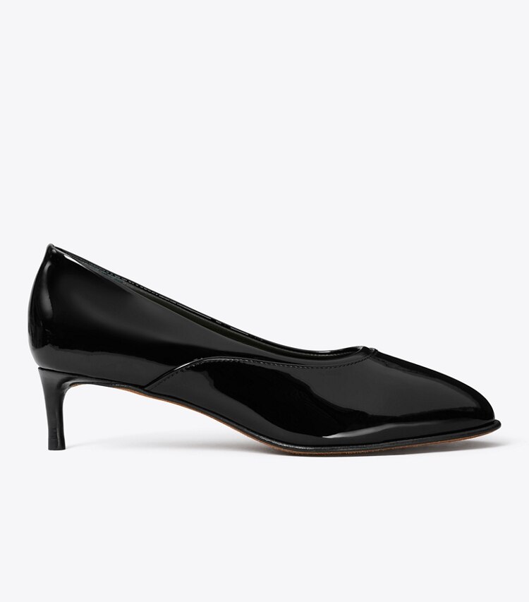 Tory Burch diseñador tacones Zapato de tacón medio de pasarela en PERFECT BLACK lateral