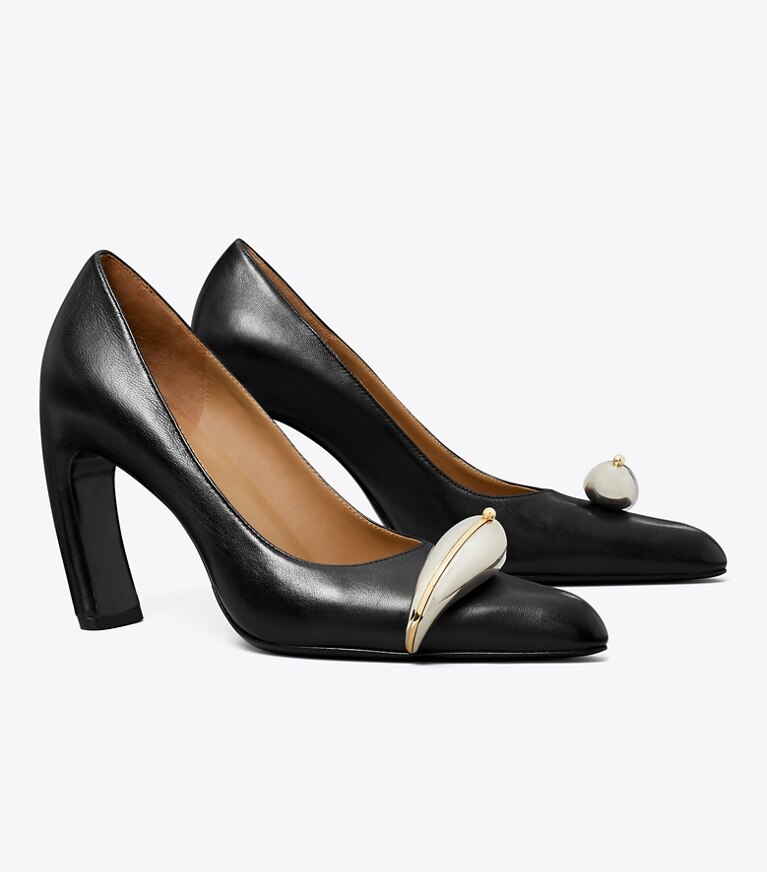 Tory Burch diseñador tacones Zapato de tacón Pierced en PERFECT BLACK ángulo