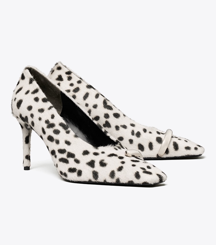 Tory Burch diseñador tacones Zapato de tacón Pierced en Black / White ángulo