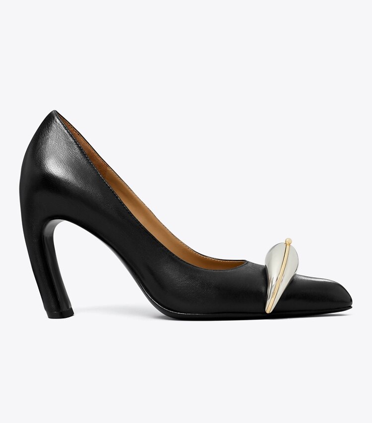 Tory Burch diseñador tacones Zapato de tacón Pierced en PERFECT BLACK lateral