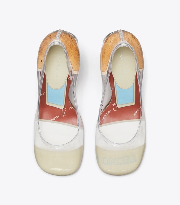 Tory Burch diseñador tacones Zapato de tacón transparente en CLEAR vista superior